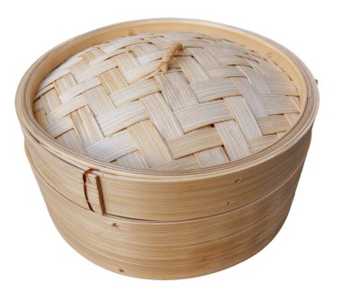 beyaz zemin üzerinde bambu vapur. 