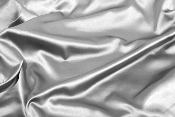 Απαλή Κυματιστή Κομψή Γκρι Μεταξωτή Σατέν Πολυτελή Υφή Κοντινό Πλάνο — Φωτογραφία Αρχείου