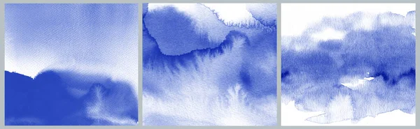 Conjunto Luz Azul Ciano Abstrato Aquarela Textura Fundo Respingo Lavagem — Fotografia de Stock