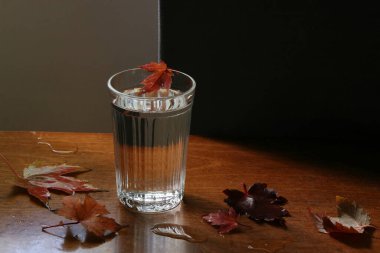 Sonbahar, bir bardak su ve düşmüş yapraklarla sakin bir hayattır.