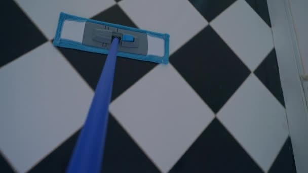Woman Washing Floor Home Close Mop — Video