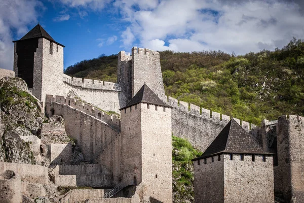 Fästningen Golubac Donau Serbien Byggdes Talet Stockfoto