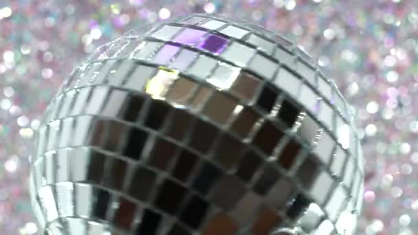 Kula Disco Małymi Lustrami Obraca Się Świeci Świetle — Wideo stockowe