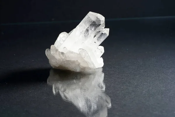 Quartz Mineral Crystals Photographed Studio Black Background — Stock Photo, Image