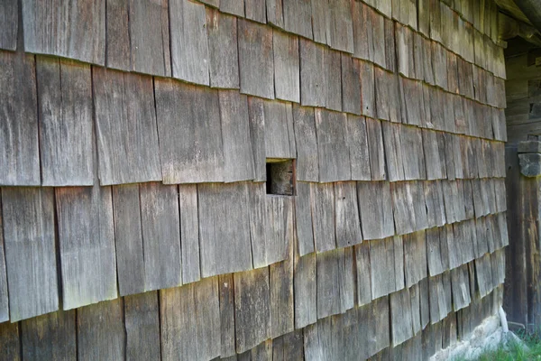 Dom Dużą Ilością Drewna Kamienia Szczegółach — Zdjęcie stockowe