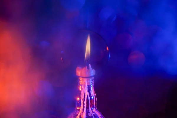 Candle Smoke Flame Photographed Studio Color Foils Flashes — Stock Photo, Image
