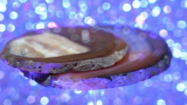Agat Pięknymi Kolorami Krystalicznymi Dodatkami Kwarcowymi — Wideo stockowe