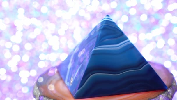 Achát Krásnými Barvami Krystalickými Křišťálovými Inkluzemi — Stock video