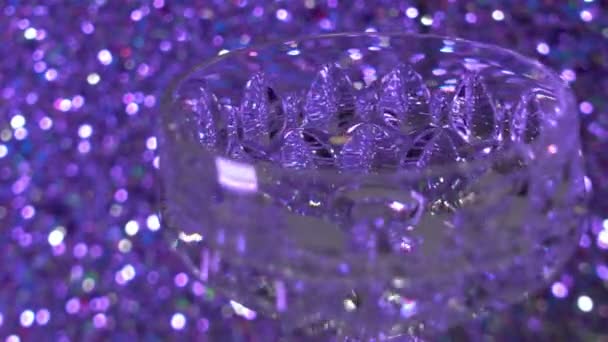Szkło Wodne Kryształowe Wodą Bez Wody — Wideo stockowe