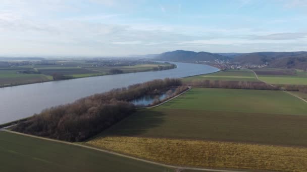 Dunaj Zemědělskými Poli Zimě Bavorsku — Stock video