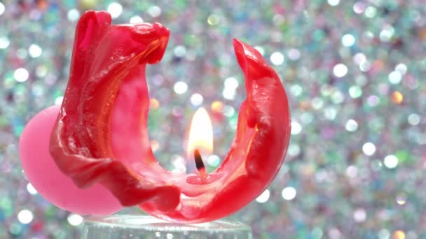Κόκκινο Καμμένο Κερί Καίει Μέχρι Σβήσει — Αρχείο Βίντεο