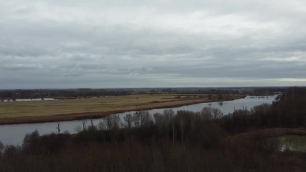 Danube River Idyllic Nature Aerial — Stock video