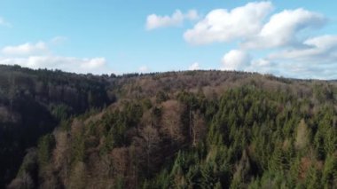Green forests and blue sky with clouds in Bavaria