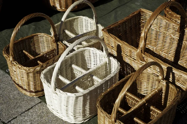 empty baskets in a wicker basket