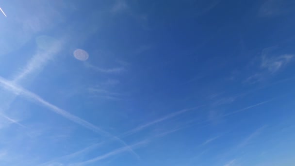 Gray Blue Sky Clouds Airplane — Stock video