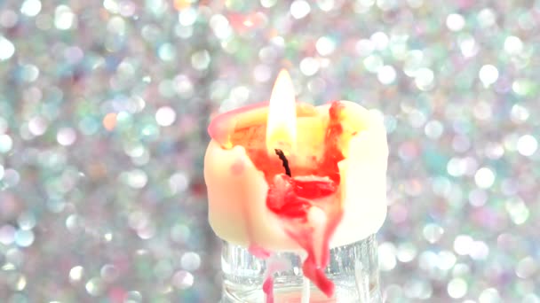 White Candle Red Wax Burns — Stok video