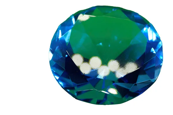 Blue Diamond Isolated White Background Clipping Path Macro Photo — Stockfoto