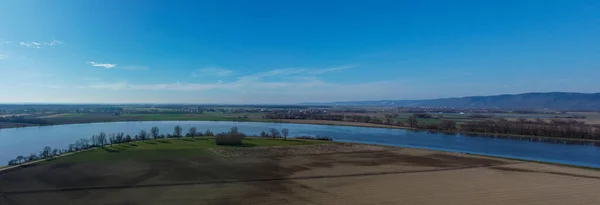 Panoramabild Över Donau Som Flygbild Bayern Våren — Stockfoto
