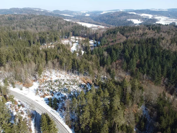Paisagem Inverno Baviera Com Drone Como Fotografia Aérea — Fotografia de Stock