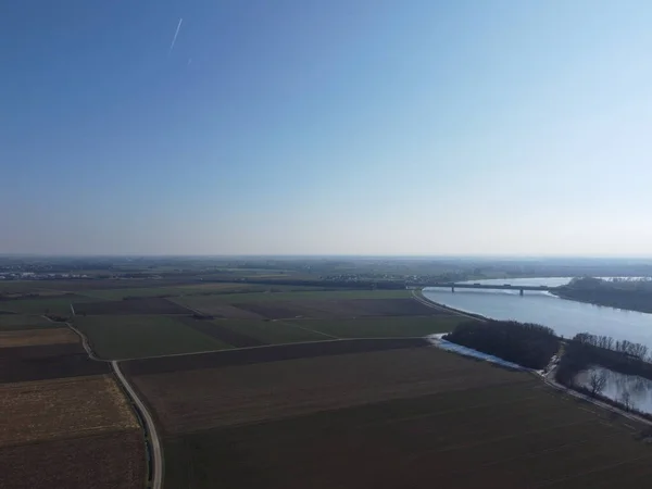 stock image Winter landscape in Bavaria with the drone as an aerial photograph