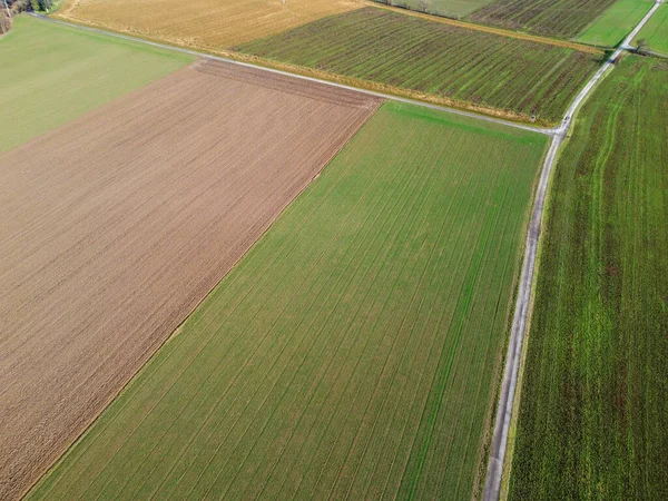 Luftaufnahme Der Landwirtschaftlichen Felder Bayern Deutschland — Stockfoto