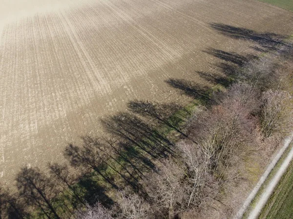 Vista Aérea Los Campos Cosecha Bosques Alemania Primavera — Foto de Stock