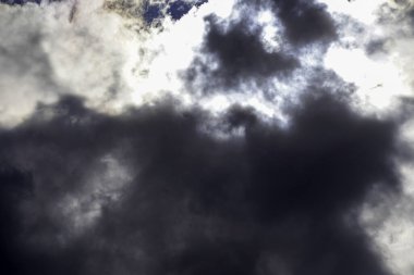 Stratus cumulus alto nimbo clouds in the blue sky are weather messengers