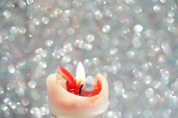White Candle Red Wax Yellow Flame — 스톡 사진