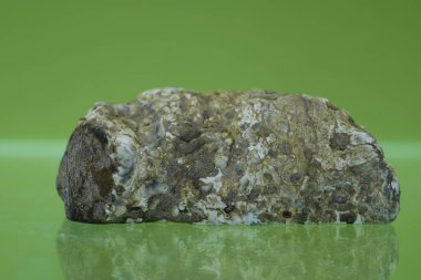 Yeşil arka planda kristal kuvars kristalleri olan doğal bir mineral çok güzel bir arka plan ve soyut bir makro.