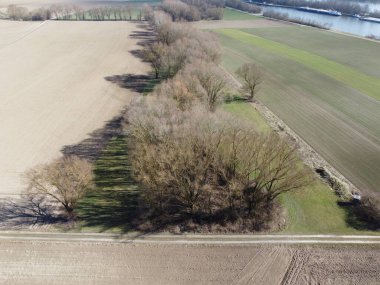 Tuna Nehri ilkbaharda Bavyera 'da bir hava manzarası olarak