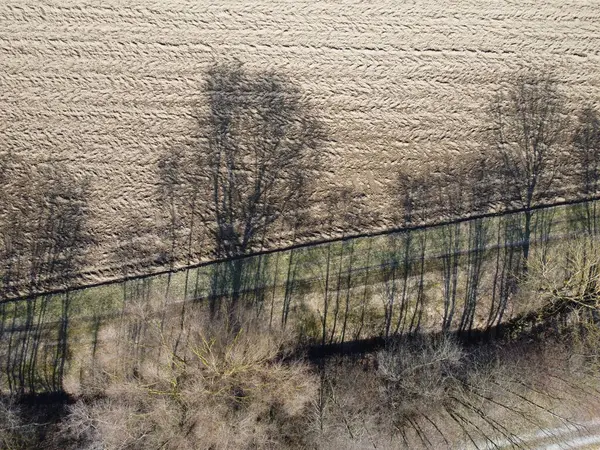 Légi Felvétel Tavaszi Németországi Termőföldekről Erdőkről — Stock Fotó