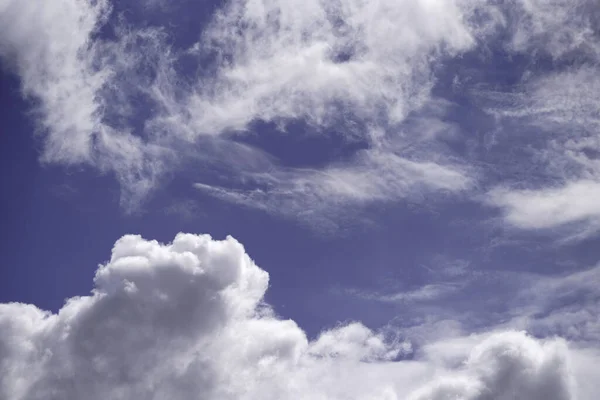 Stratus Cumulus Alto Nimbo Clouds Blue Sky Weather Messengers — Foto de Stock