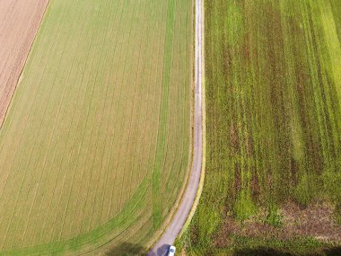 Aerial view of the agricultural fields in Bavaria, Germany.