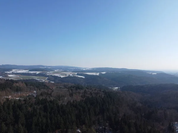 Paisagem Inverno Baviera Com Drone Como Fotografia Aérea — Fotografia de Stock