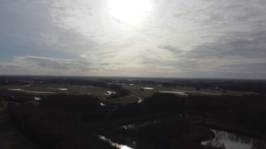 Danube river in idyllic nature with aerial