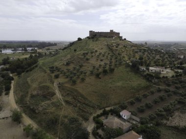 İspanya 'daki Guadiana üzerinde şatosu ve eski taş köprüsü olan Medellin.