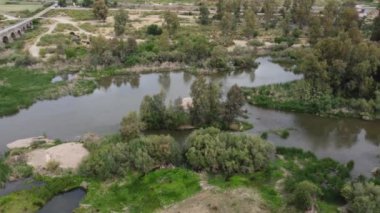 İspanya 'daki Guadiana üzerinde şatosu ve eski taş köprüsü olan Medellin.