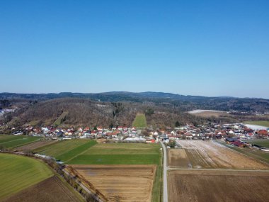 Hava aracı ile Bavyera 'da kış manzarası