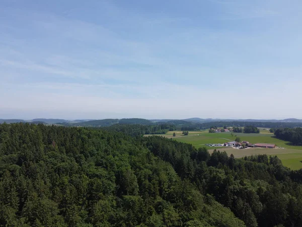 Letecký Pohled Krajinu Lesem Stromy — Stock fotografie