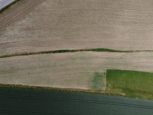 Bovenaanzicht Van Landbouwgrond Met Velden Polen — Stockfoto