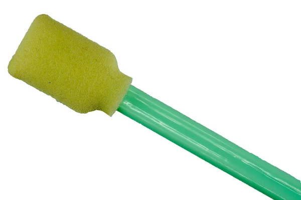 Green Plastic Straw Isolated White Background Close — Fotografia de Stock