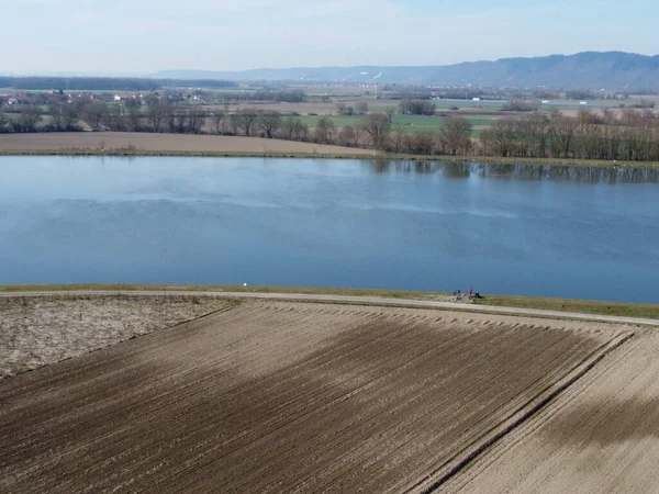 Donau Som Flygbild Bayern Våren — Stockfoto