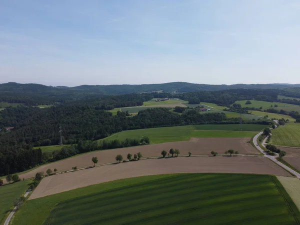 Vista Aérea Baviera Con Bosques Campos —  Fotos de Stock