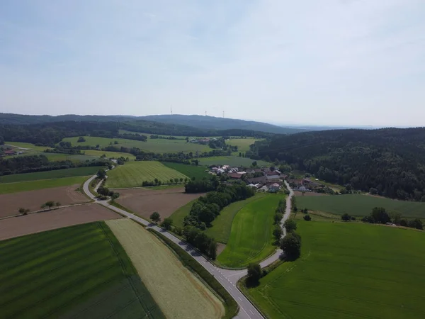 Widok Powietrza Drogę Lesie Drone Fotografia — Zdjęcie stockowe