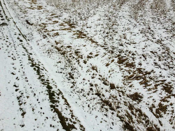 Pokryte Śniegiem Pola Uprawne Bawarii Pochmurny Dzień — Zdjęcie stockowe
