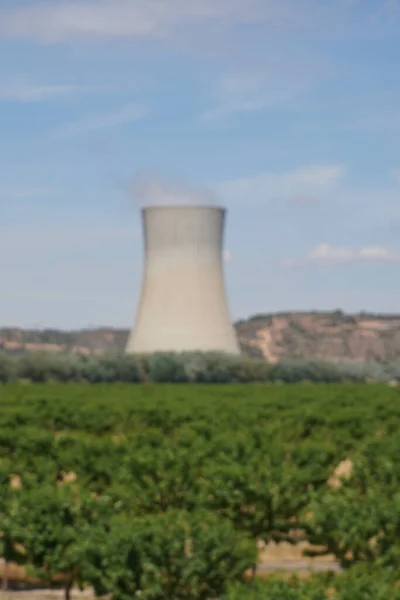 Central Nuclear Río Ebro España Con Una Torre Refrigeración Hermoso — Foto de Stock