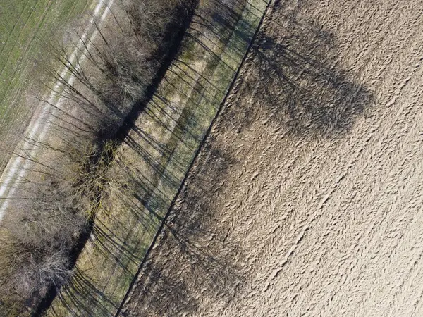 Luftaufnahme Der Erntefelder Und Wälder Deutschland Frühjahr — Stockfoto