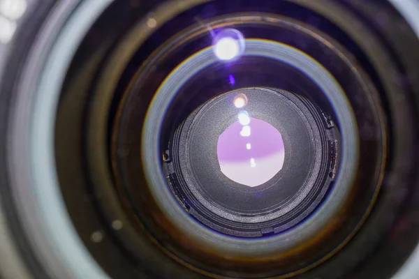 Camera Lens Light Lens Flare Close Selective Focus — Stok fotoğraf