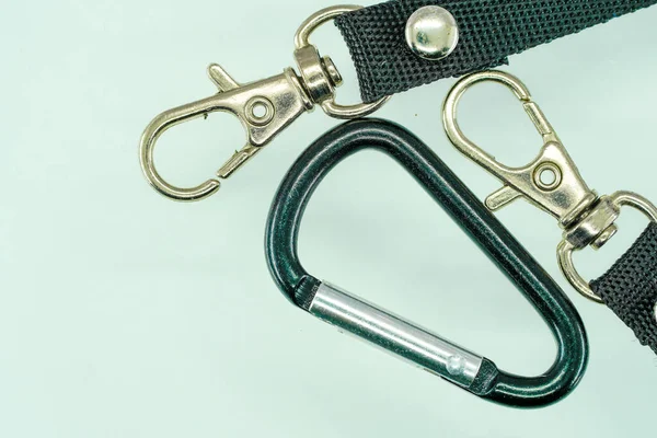 Leather Carabiner White Background Toned — 스톡 사진