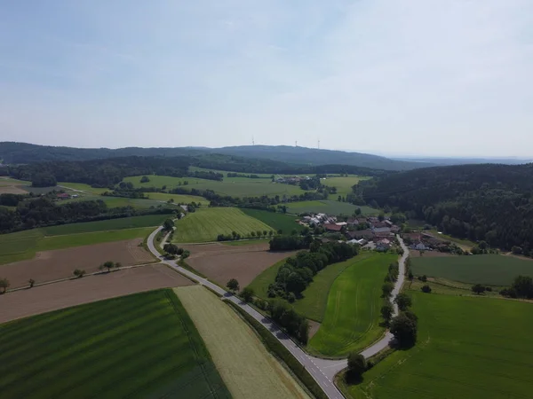 Widok Powietrza Drogę Lesie Drone Fotografia — Zdjęcie stockowe
